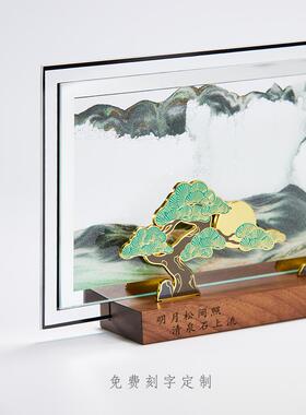 马鹿万事易流沙画饰品沙漏新中式装饰客厅办公室桌面生日礼物