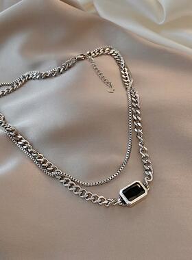 钛钢双层项链ins冷淡风小众锁骨