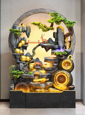 风水轮假山喷泉流水摆件循环水幕墙屏风装饰庭院鱼缸造景观加湿器