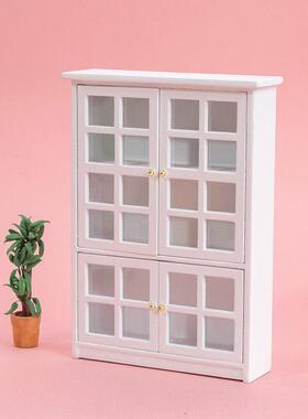 1：12迷你DOLLHOUSE娃娃屋微缩家具食玩配件DIY模型 白色碗柜橱柜