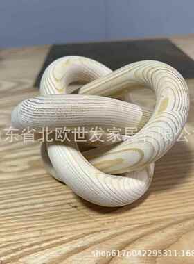 3-Link Wood Chain Link Decor 木质装饰三环链3环工艺品艺术摆件