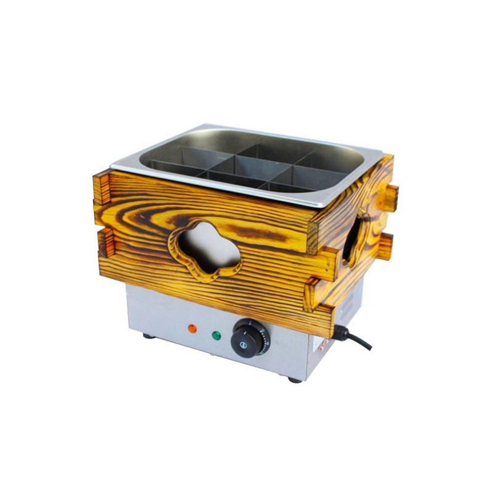 Electric heating/double basin wooden frame oden cooking machine for commercial convenience stores with various combinations of soup pool and noodle cooking oden cooking machine