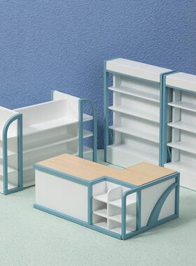 1:12娃娃屋dollhouse迷你家居模型微缩食玩超市收银台货柜组合