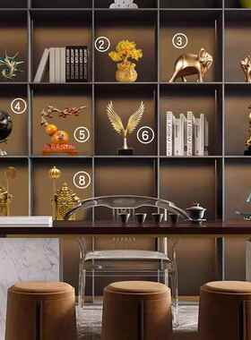 高档新式办公室招装财摆中件家居客厅酒柜饰品古架玄博关电视柜摆