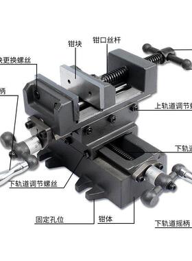 移十字平口虎双向动EWQ台钻精密台钳钳铣床重型台钳夹具工作台滑