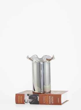 器玄客厅插花餐A2花边管桌样房板现代装饰插花创意玻璃银色花器摆