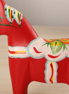 瑞典达拉木马摆件红色马木质玩具马创意饰品玩偶摆件北欧客厅装饰