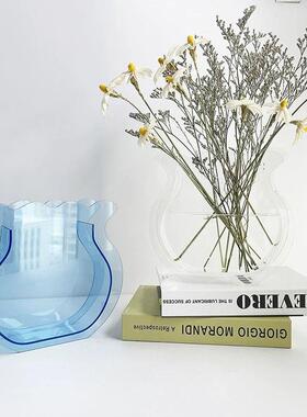 北欧简约亚克力透明鱼尾花瓶鲜花花器有机玻璃创意设计感斗鱼鱼缸