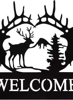 铁艺铁制工艺品金属制动物欢迎标志13 英寸宽艺术挂件eBay爆款