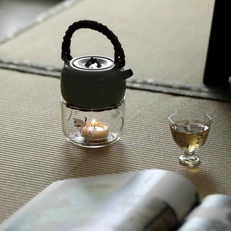 宜室茶话松鹤玻璃温茶炉小火炉蜡烛煮茶底座保温暖茶器围炉煮茶,淘宝优惠券,粉丝福利购,淘宝优惠卷