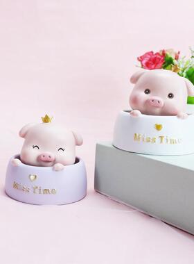 爱萌猪摇头摆卧室桌面摆件学生生日可YF056-31女礼物件少心树脂工