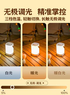 led照明灯超长续航usb充电户外露营柔光氛围灯家用停电应急手提灯