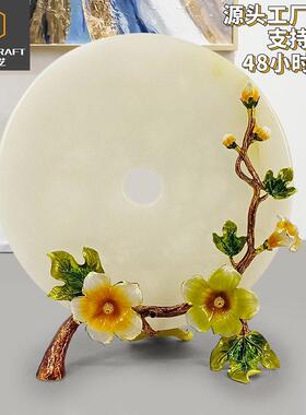 天然玉石锌合金工艺品现简约珐琅彩摆件新中式葫芦摆件家居饰品