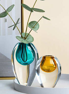 琉璃花瓶创意简约现代轻奢客厅玄关家居软装插花玻璃装饰品摆件小