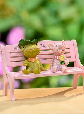 趣玩园艺微景观椅子凳子小白椅仿真公园长椅粉色椅子玩偶娃娃凳子