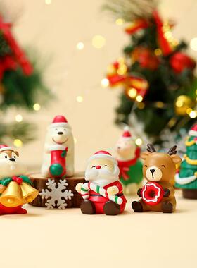 圣诞可爱手工摆件圣诞兔雪人老人麋鹿桌面家居客厅装饰树脂小摆件