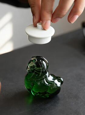 创意琉茶宠小马造型配桌装饰摆件XM789璃精致茶道件盖茶置家用摆