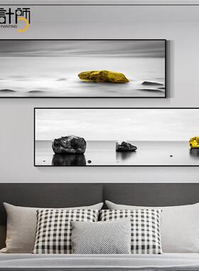 网红石运来面转卧画卧黑床头背景墙装饰画房间客厅室墙白艺术挂主
