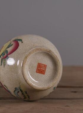 高档彷大清干瓷隆裂纹釉开片石榴瓶景德彷古器彷古做旧摆古镇赏玩