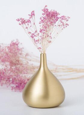 铜花瓶摆件北欧简约现代插干花瓶摆件新婚小礼物家居办公桌装饰品