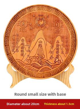 山海镇桃木桃木八卦镜木雕吉祥物户外家居室内装饰装饰挂件