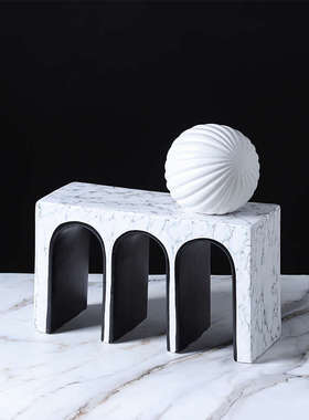 现代北欧创意几何陶瓷拱门艺术摆件家居样板房酒店会所售楼部饰品