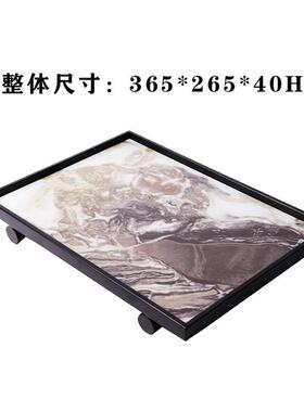 现代轻奢金属大理石皮革托盘茶具套装组合桌面茶室样板房艺术摆件