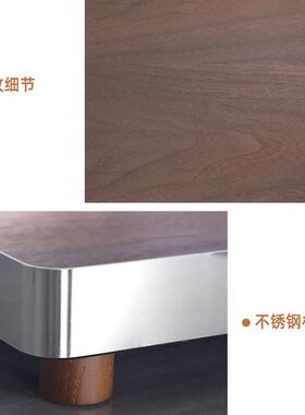 轻奢高档托盘高级感茶盘托高级感北欧不锈钢胡桃木威士忌托盘摆件