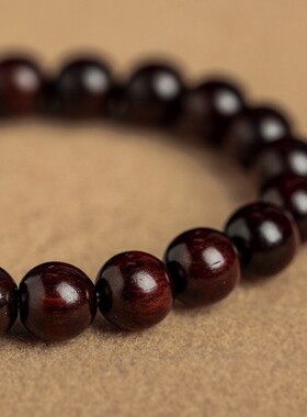2026自然小叶紫檀手串情侣款手串女黑檀木檀香木手饰品和田玉顶珠