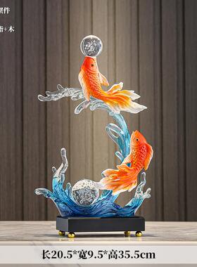 正品年有余 余年办锦鲤鱼桌面开 室业招财摆件客厅酒柜装公饰乔迁