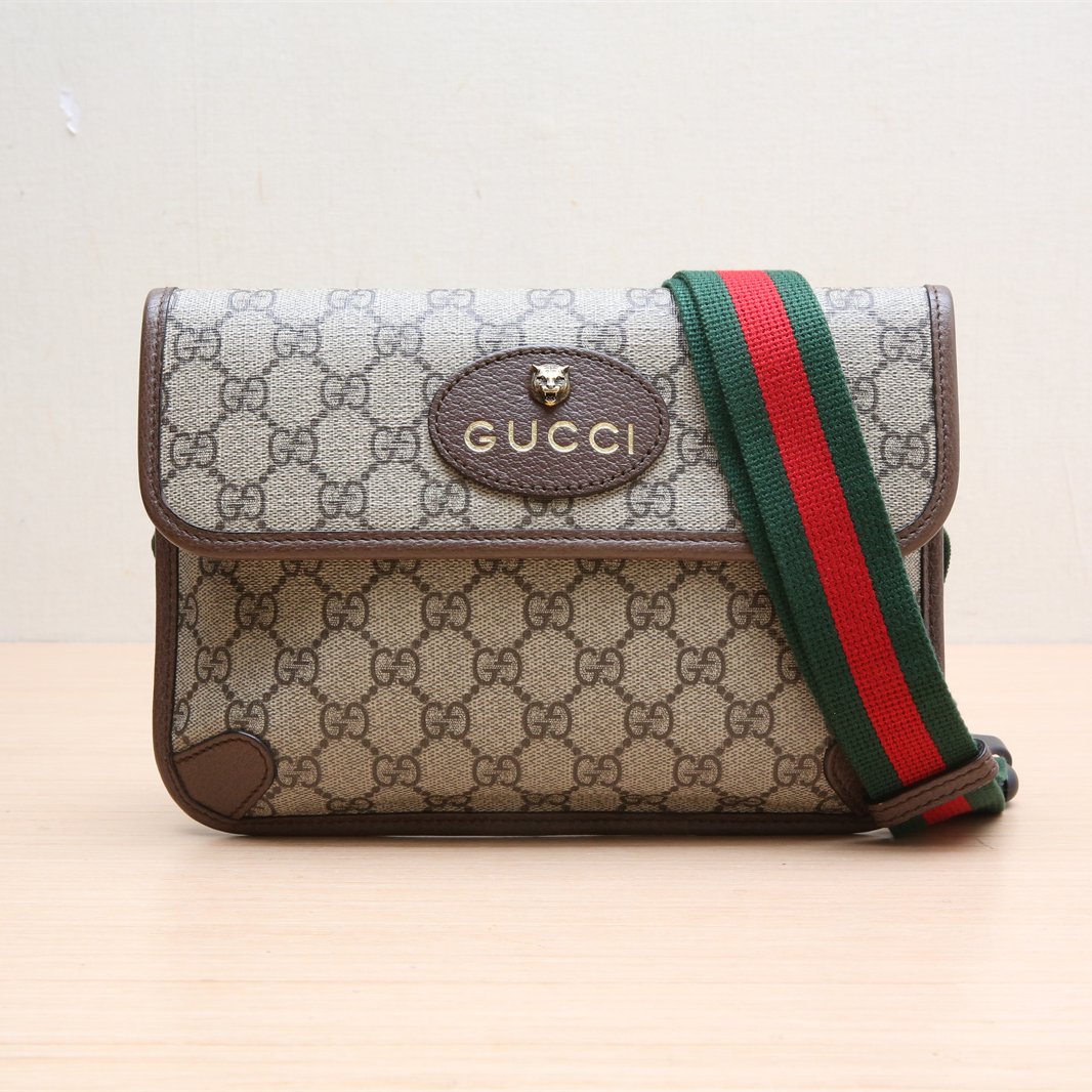 99新GUCCI（古驰）Neo Vintage 虎头 腰包 24 乌木色 PVC - 图0