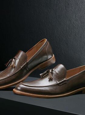 Men casual shoes leather loafers business dress formal shoes