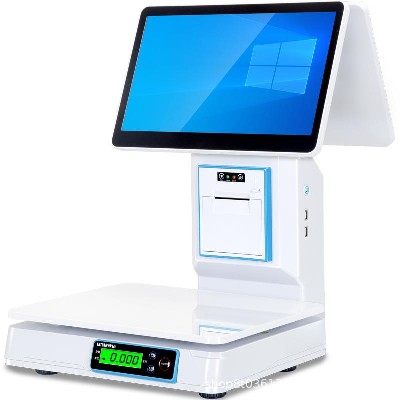 Ai recognition weighing cash register supermarket dual-screen touch cash register all-in-one fruit shop fresh food scale cash register system