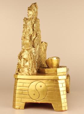 精工纯铜金山银山大号铜泰山招财进宝黄铜靠山招贵人事业有成摆件