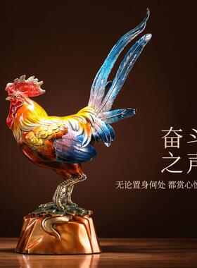 礼之源铜工艺礼品摆饰一鸣惊人大公鸡摆件家居客厅装饰品乔迁开