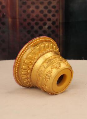 欧XLN特藏传佛用品青古摇雕刻事八吉斯祥六字真言莲花手底座