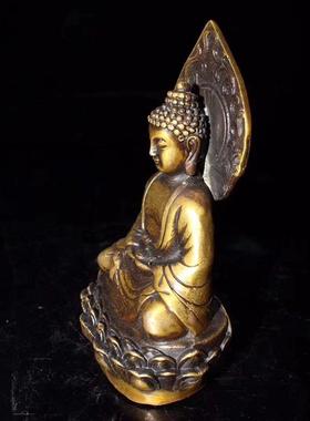 古玩杂项仿古铜器纯铜释迦摩尼如来佛祖小摆件铜器神像工艺品佛像