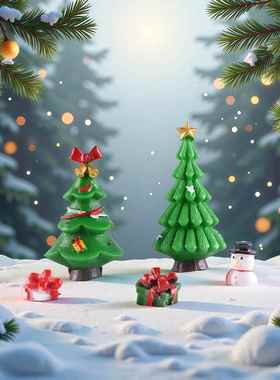 微景观创意仿真圣诞树雪景房屋圣诞节造景DIY装饰品桌面小摆件