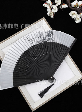 结婚迎亲新娘晨袍扇子新中式复古典风渐变造型拍照道具折叠扇伴娘