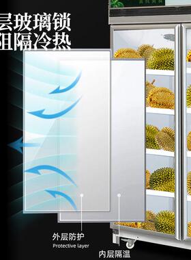 雪弗尔榴莲冷冻柜超市海鲜低温速冻食材食品设备立式冷冻展示柜