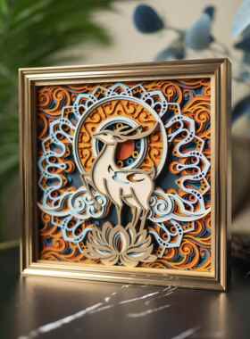 梯子木堆雕刻入口酒柜办公室装饰桌面装饰品高端小众乔迁礼品开幕