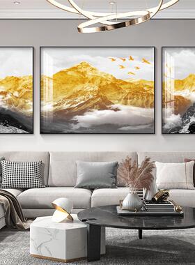 网红背靠山客装饰厅画北欧轻沙发背景墙画新中式三现代联奢晶有瓷