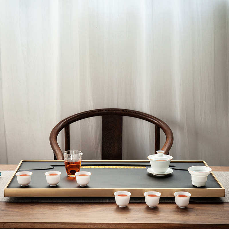 天然乌金石茶盘家用简约镶铜石头茶台大小号黑金石材茶海茶具托盘,淘宝优惠券,粉丝福利购,淘宝优惠卷