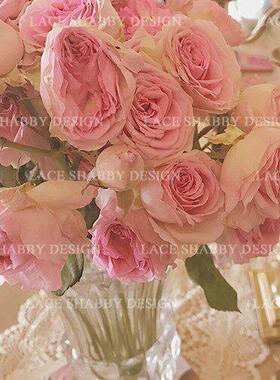 LACESHABBY欧洲出口家居复古浮雕水晶玻璃高脚花瓶花器（中号）