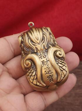 2026黄铜浮雕抱财貔貅转转国风文玩盘玩手把件摆件可旋转解压铜摆