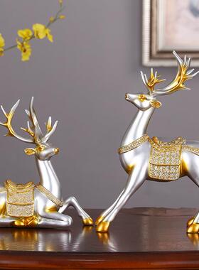 新款直销欧式酒柜电视柜客厅家居工艺装饰节日礼物树脂情侣鹿软装