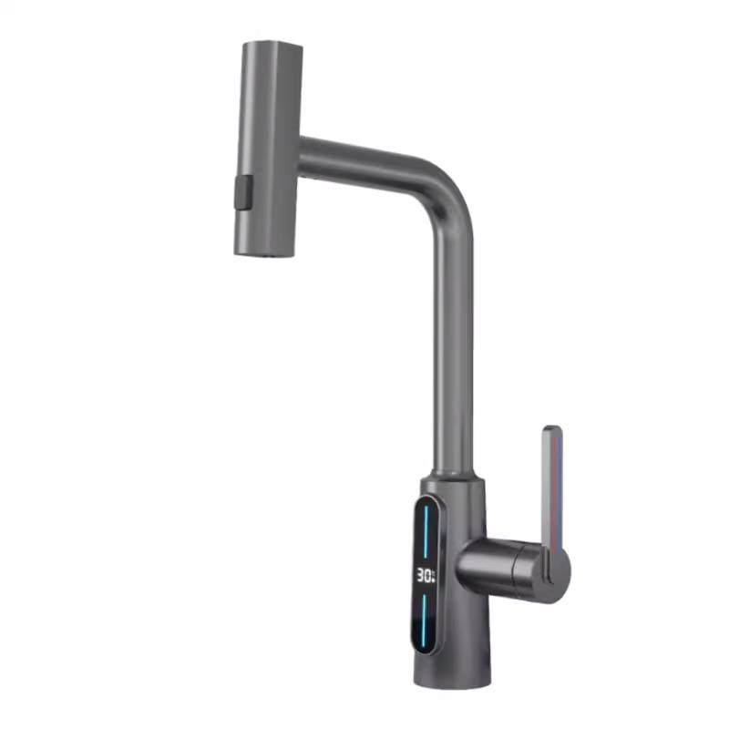 厨房龙头冷热抽拉式洗菜盆水槽可旋转家用洗衣台数显伸缩防溅水,淘宝优惠券,粉丝福利购,淘宝优惠卷