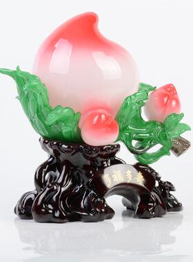 多福多寿玉桃摆件招财开业店铺办公室家居创意饰品树脂工艺品