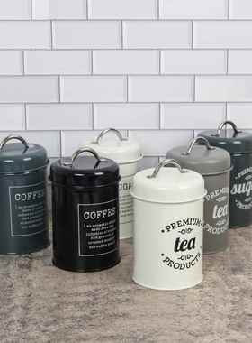 样板间英文铁艺储物罐现代简约咖啡豆饭厅厨房北欧整体橱柜摆件密