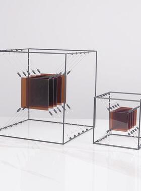 现代力简约属亚克方形书摆件样金板间房玄关电视柜售楼处软NQL装